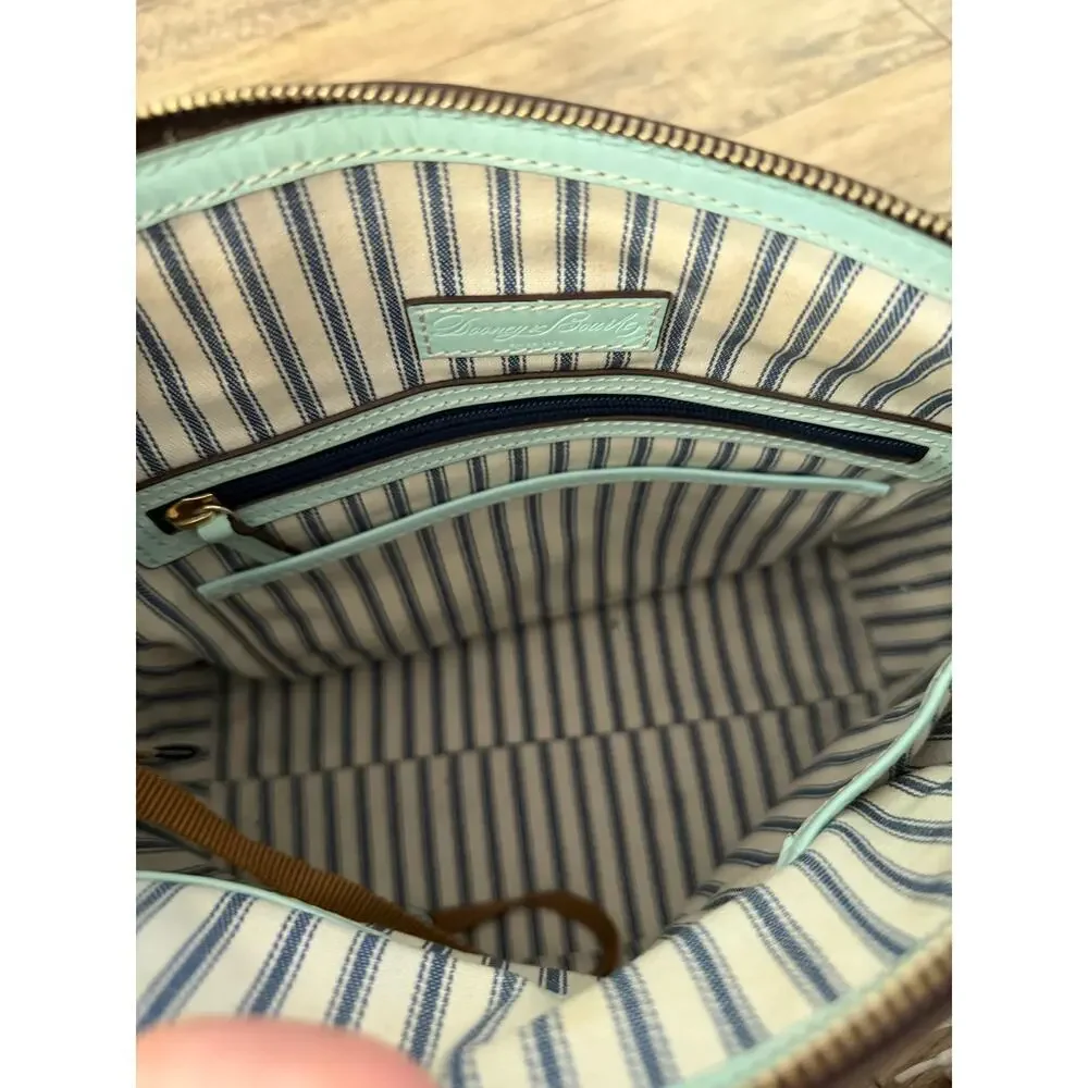 Dooney & Bourke Satchel Bag Woven Embossed Leather Woven Domed Brown Blue